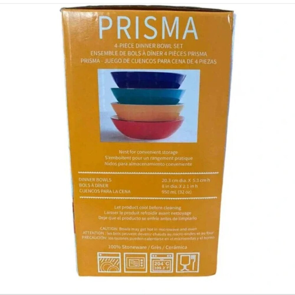 PRISMA 4 PC CERAMIC DINNER BOWL SET BY BAUM - Picture 4 of 5